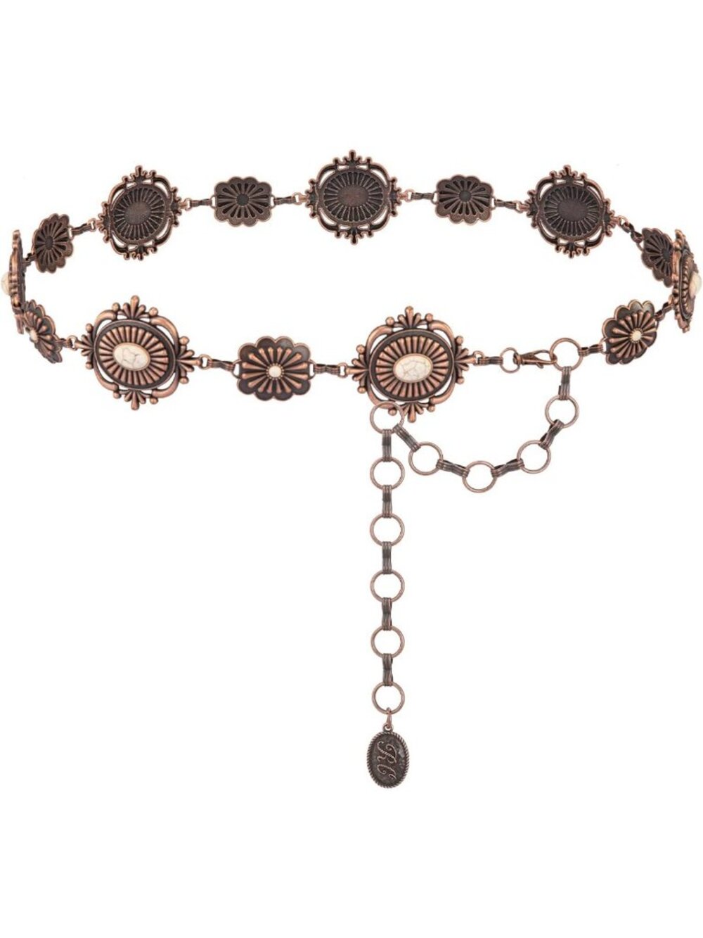 Turquoise Western Concho Chain Belt for Women | Rustic Boho Style Accessory